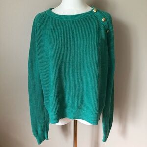 J Crew Button Raglan Crewneck Sweater Size M